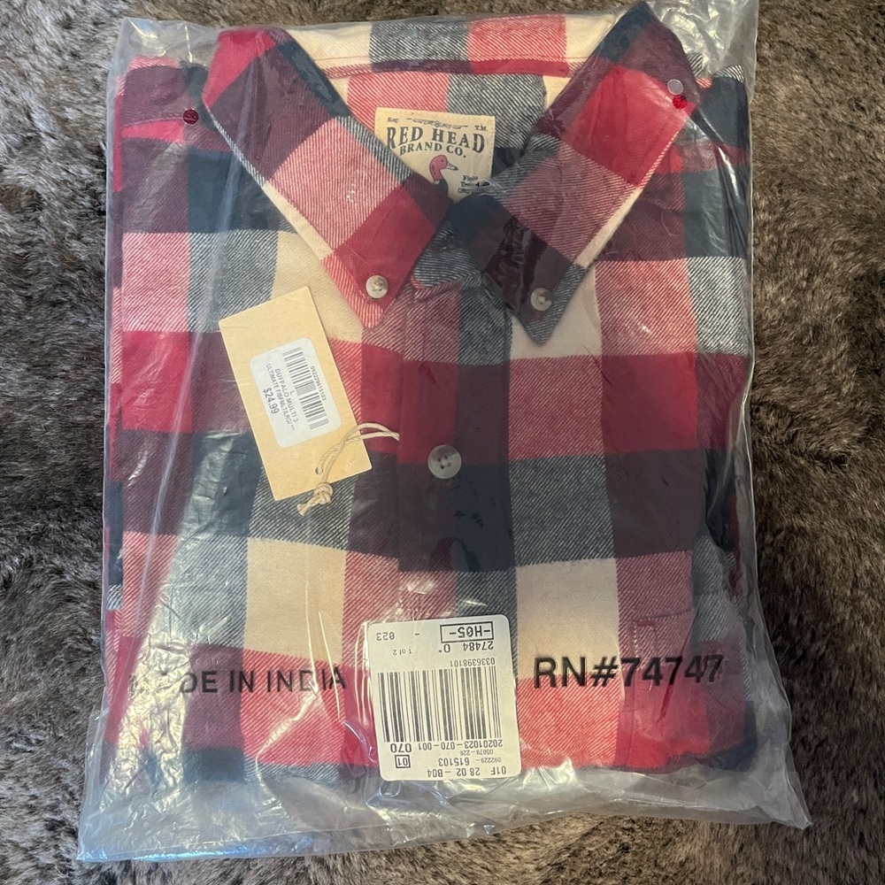 RedHead Plaid Button-Down Shirt in Red, Navy, and White